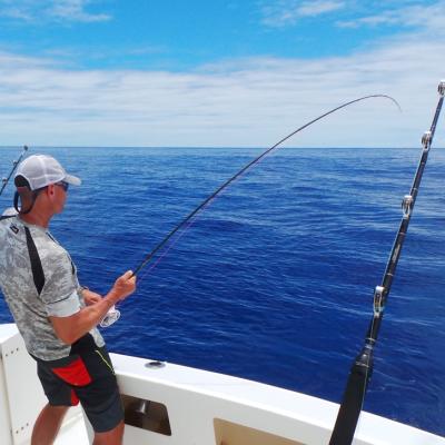 Stephan im Fight auf der Fliegenrute